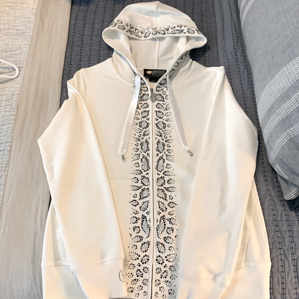 Like New w/o tags, perfect condition!! Christine Alexander White Hooded Zip Up